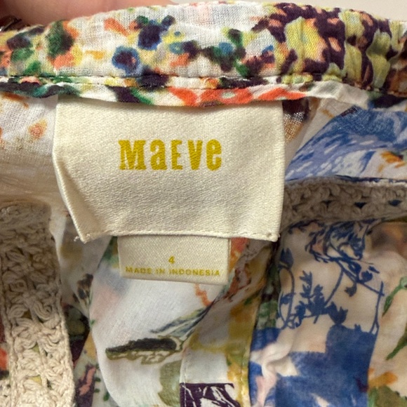 Anthropologie Maeve Floral Abella Pintuck Blouse Vibrant Patchwork Lace Size 4 - Picture 4 of 9